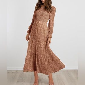 Women XXL Casual Long Sleeve Crew Neck Boho Dress-